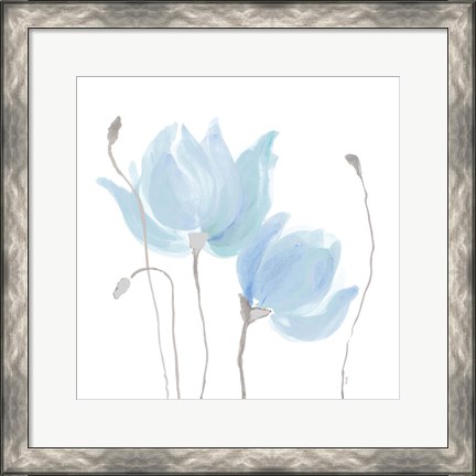 Framed Floral Sway Blue I Print