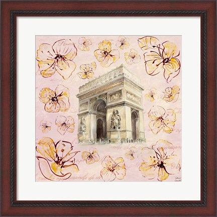 Framed Golden Paris On Floral II Print