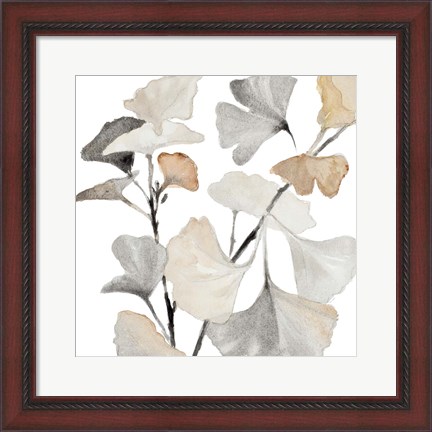 Framed Neutral Ginko Stems I Print