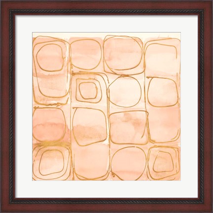 Framed Circular Squares of Peach Print