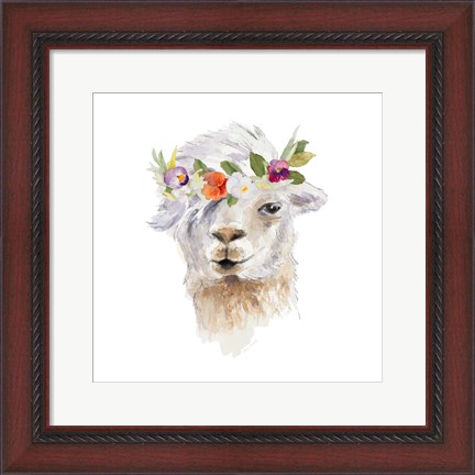 Framed Floral Llama IV Print