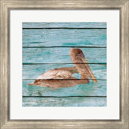 Framed Wood Pelican II Print