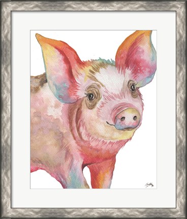 Framed Pig I Print