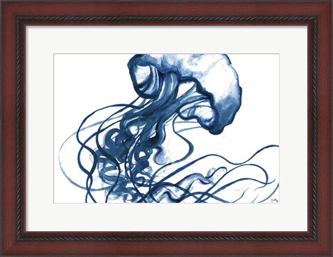 Framed Jellyfish In The Blues Print