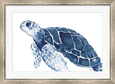 Framed Turtle in the Blues Print