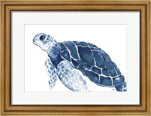 Framed Turtle in the Blues Print