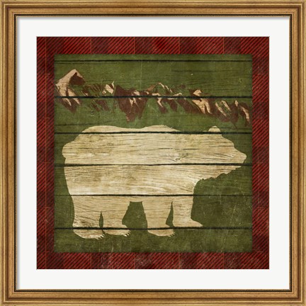 Framed Rustic Nature on Plaid I Print