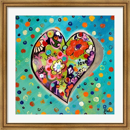 Framed Neon Hearts of Love III Print