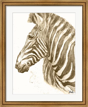 Framed Muted Zebra Print