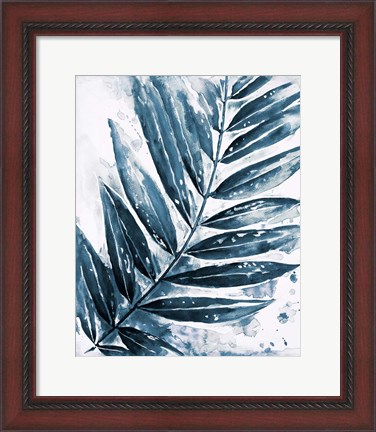 Framed Blue Jungle Leaf I Print