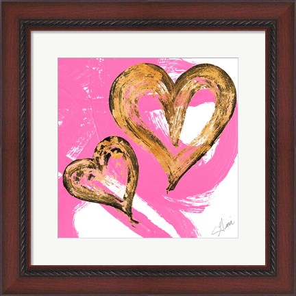 Framed Pink &amp; Gold Heart Strokes II Print