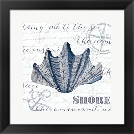 Framed Indigo Shell I Print