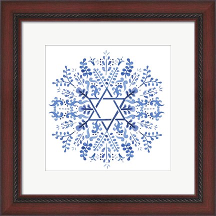 Framed Indigo Hanukkah I Print