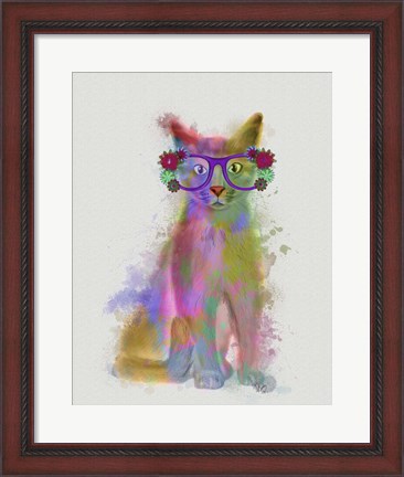 Framed Cat Rainbow Splash 5 Print