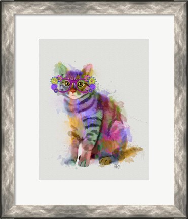 Framed Cat Rainbow Splash 7 Print