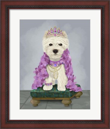 Framed West Highland Terrier with Tiara Print