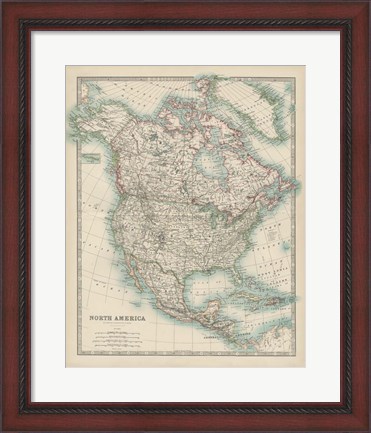 Framed Map of North America Print