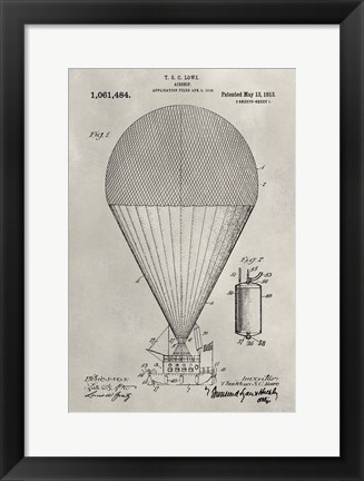 Framed Patent--Hot Air Balloon Print