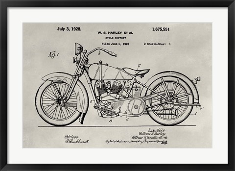 Framed Patent--Motorcycle Print