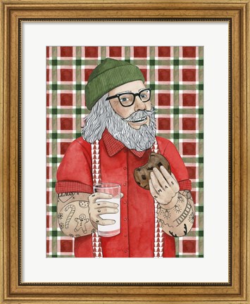 Framed Hipster Santa I Print