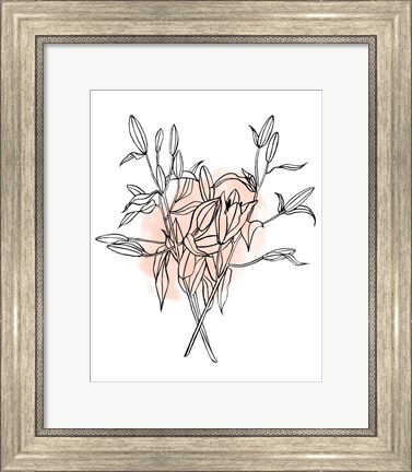 Framed Lilies on Pink I Print