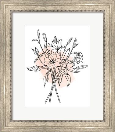 Framed Lilies on Pink II Print