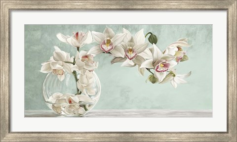 Framed Orchid Arrangement II (Celadon) Print