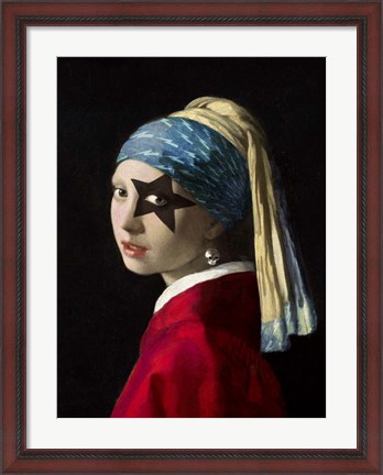 Framed Girl with Skull Hearring Print