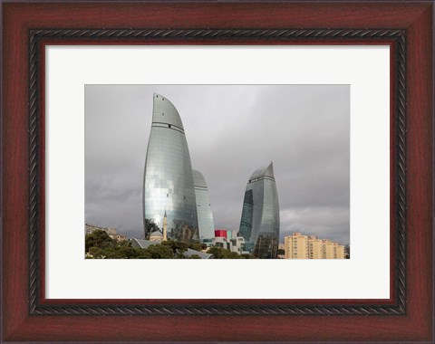 Framed Azerbaijan, Baku The Flame Towers Of Baku Print