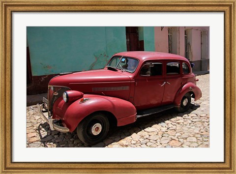 Framed Central America, Cuba, Trinidad Classic American Car In Trinidad Print