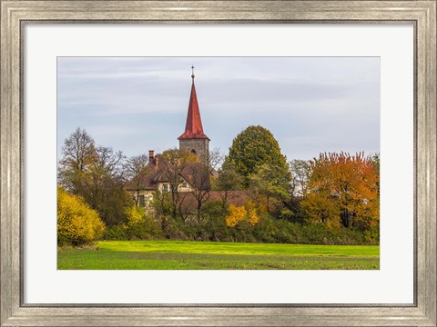 Framed Liberec Village Church Near Trosky Czech Republic Print