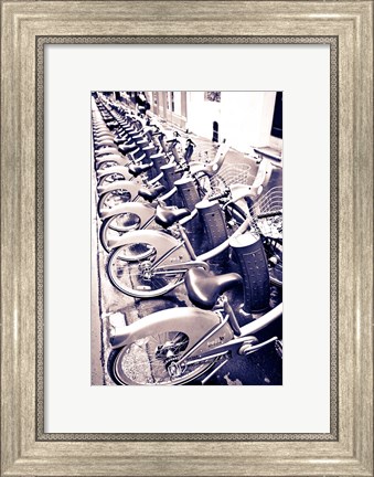 Framed Velib Bicycles For Rent, Paris, France Print