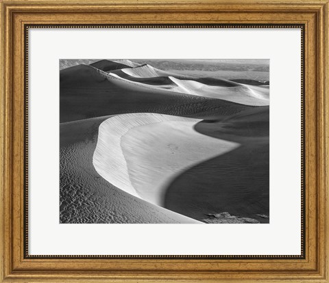 Framed Californian Valley Dunes (BW) Print