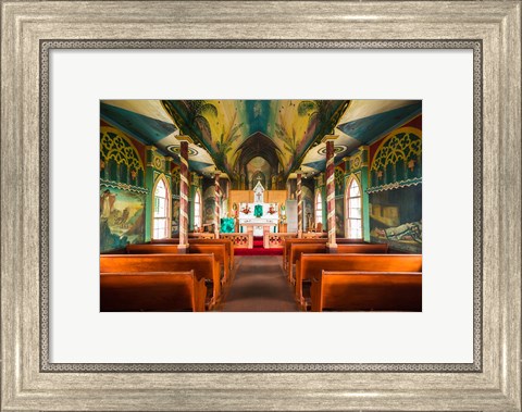 Framed Interior Of St Benedict&#39;s Painted Church, Hawaii Print