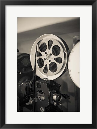 Framed Vintage Film Projector At The Kimo Theater, New Mexico Print