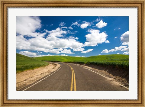 Framed Backroad Through The Green Fields Of Washington Print