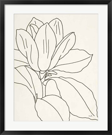 Framed Magnolia Line Drawing v2 Crop Print