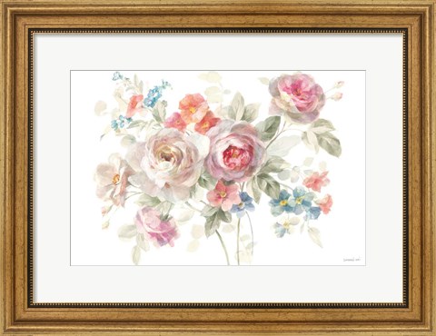 Framed Cottage Garden I on White Print