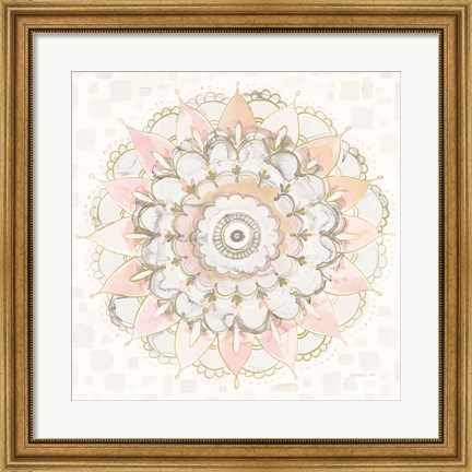 Framed Modern Mandala Square Champagne Print