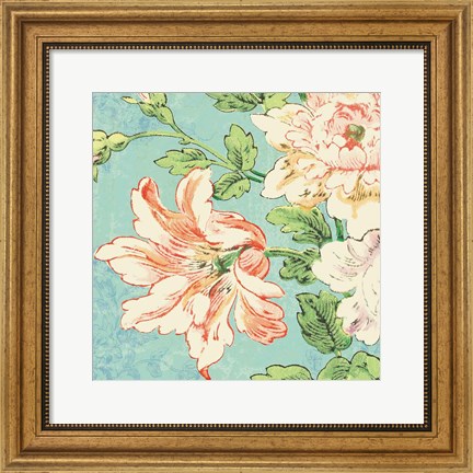 Framed Cottage Roses VII Bright Print