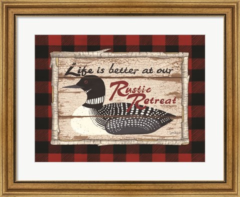 Framed Plaid and Loon Print