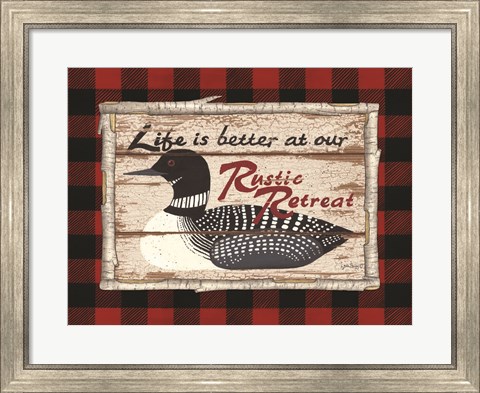 Framed Plaid and Loon Print