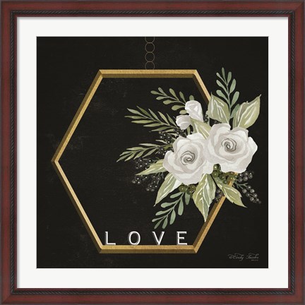 Framed Geometric Hexagon Muted Floral Print