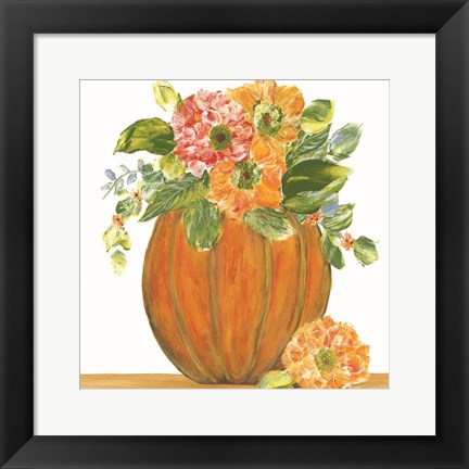 Framed Pumpkin Full of Mums Print