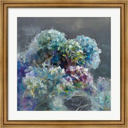 Framed Abstract Hydrangea Dark Print