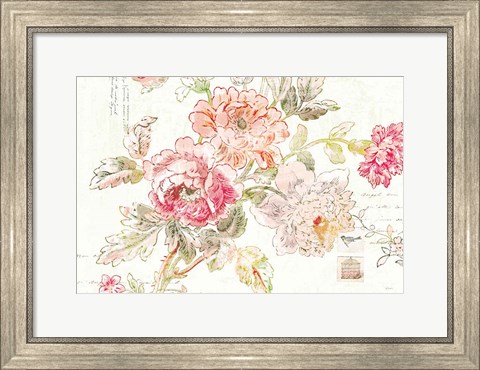 Framed Cottage Roses I Print