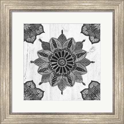 Framed Mandala Morning VI BW Print