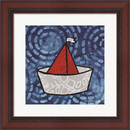 Framed Whimsy Coastal Sailboat Print