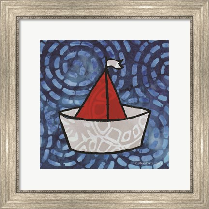 Framed Whimsy Coastal Sailboat Print