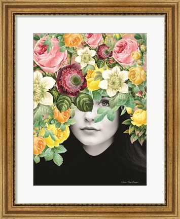 Framed Girl and the Flowers Print